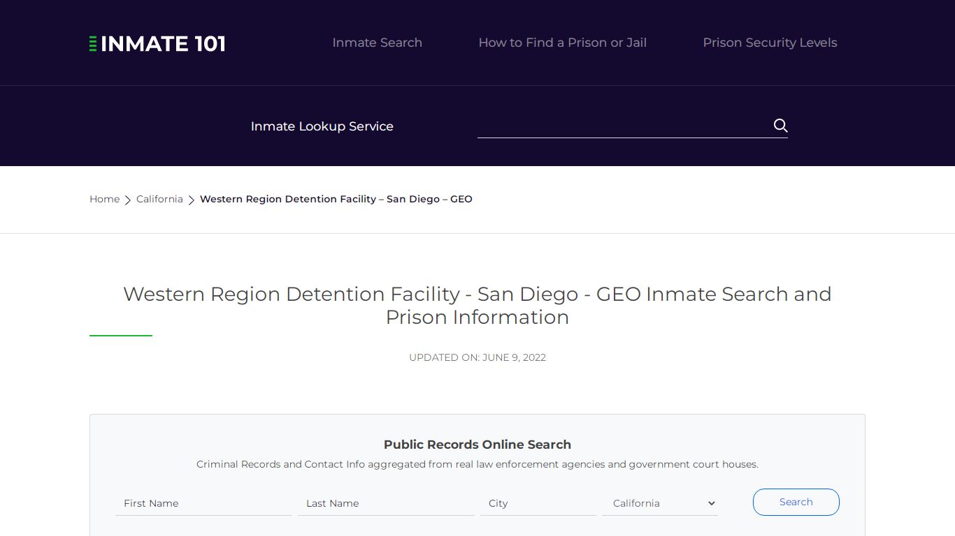 Western Region Detention Facility - San Diego - GEO Inmate ...